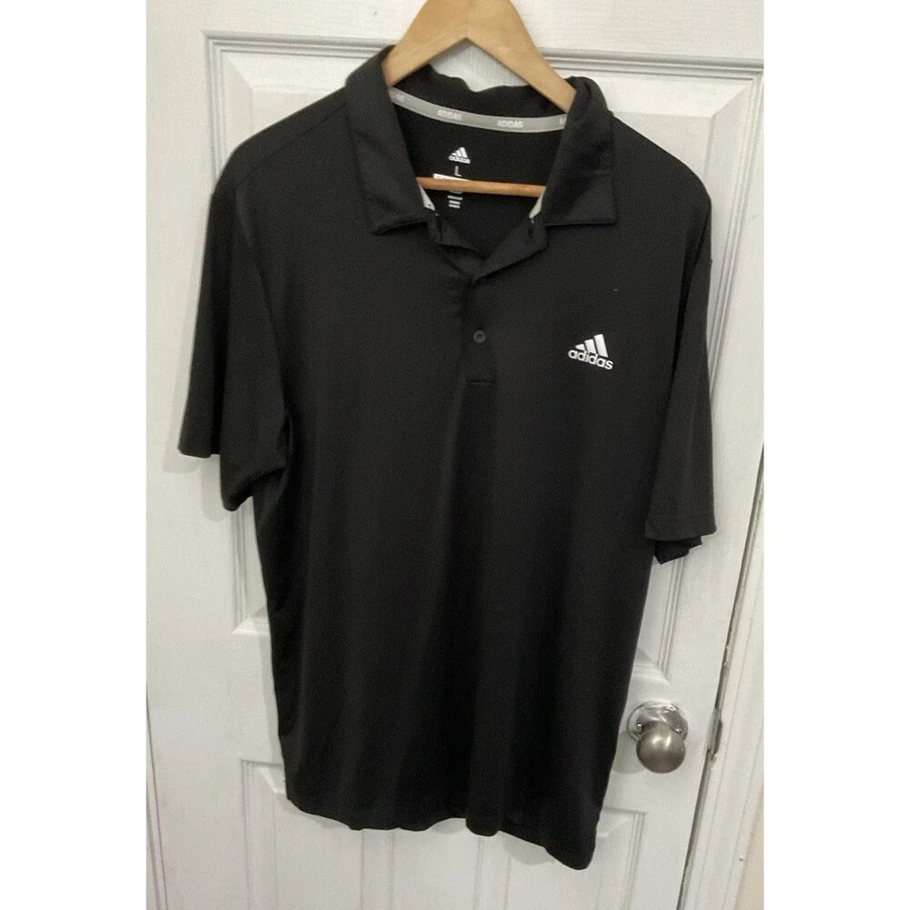 Adidas Men's Golf Polo Shirt - Black, Size L